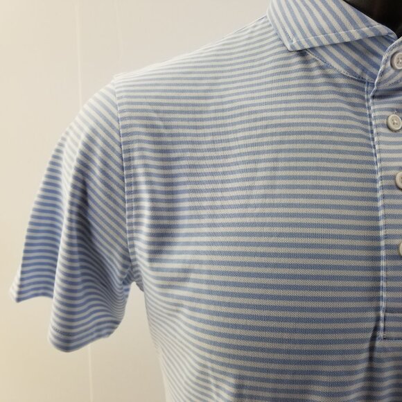 G/Fore Short Sleeve Golf Polo Shirt Mens  Sky Stripe - Picture 6 of 8